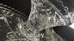 Vintage Clear Glass Punch Bowl Set with 12 Cups, Ladle & Base Starburst Design