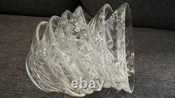 Vintage Clear Glass Punch Bowl Set with 12 Cups, Ladle & Base Starburst Design