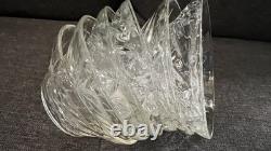 Vintage Clear Glass Punch Bowl Set with 12 Cups, Ladle & Base Starburst Design