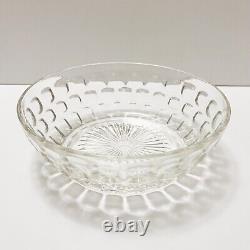 Vintage Clear Glass Punch Bowl with Matching Glasses & Snack Dish