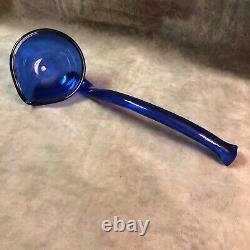 Vintage Cobalt Blue Color Glass Punch Bowl Ladle