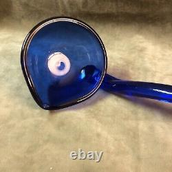 Vintage Cobalt Blue Color Glass Punch Bowl Ladle