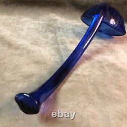 Vintage Cobalt Blue Color Glass Punch Bowl Ladle