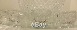 Vintage Collectible Cut Crystal Punch Bowl With 24 Glasses