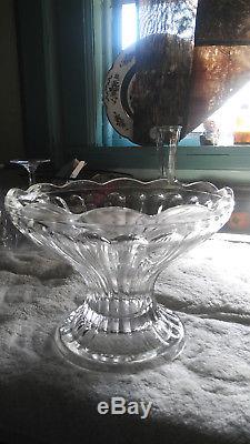 Vintage Colonial Panel Anchor Hocking Glass Punch Bowl Set