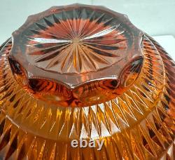 Vintage Colony Amber Royal Drape Glass Punch Bowl with 9 Cups