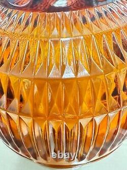 Vintage Colony Amber Royal Drape Glass Punch Bowl with 9 Cups