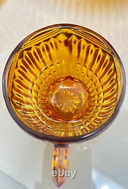 Vintage Colony Amber Royal Drape Glass Punch Bowl with 9 Cups