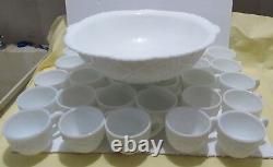 Vintage Concord Milk Glass 29 Cups By McKee Pressed Glass NO PUNCH BOWL BROKEN