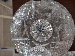 Vintage Crystal Cut Glass Lidded Punch Bowl With 12 Cups And Silver Plated Ladle