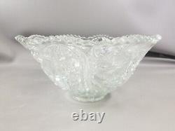 Vintage Crystal Glass Punch Bowl Set with 12 Punch Glasses