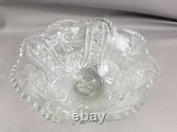 Vintage Crystal Glass Punch Bowl Set with 12 Punch Glasses