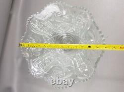 Vintage Crystal Glass Punch Bowl Set with 12 Punch Glasses
