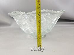 Vintage Crystal Glass Punch Bowl Set with 12 Punch Glasses