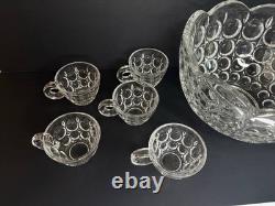 Vintage Crystal Matsugaoka Japan Punch Bowl Set 1 Large Bowl + 10 Cups