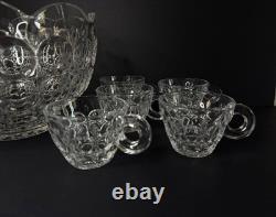 Vintage Crystal Matsugaoka Japan Punch Bowl Set 1 Large Bowl + 10 Cups