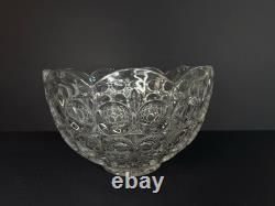Vintage Crystal Matsugaoka Japan Punch Bowl Set 1 Large Bowl + 10 Cups