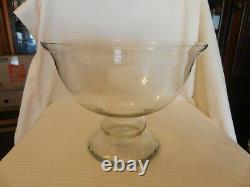Vintage Crystal Pedestal Punch Bowl or Fruit Bowl 8.75 Tall 11.5 Diameter
