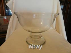 Vintage Crystal Pedestal Punch Bowl or Fruit Bowl 8.75 Tall 11.5 Diameter