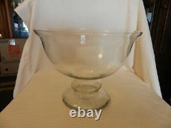 Vintage Crystal Pedestal Punch Bowl or Fruit Bowl 8.75 Tall 11.5 Diameter
