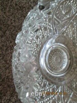 Vintage Crystal Pressed Glass Punch Bowl Set with17 cups