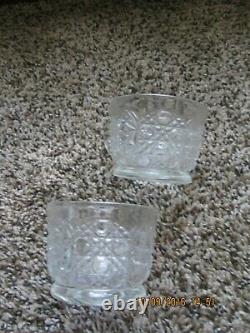 Vintage Crystal Pressed Glass Punch Bowl Set with17 cups