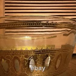 Vintage Culver Antigua Pattern Punch Bowl With 8 Glass's 1950s 22kt Gold