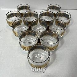 Vintage Culver Coronet Roly Poly Punch Bowl Set MCM Gold Barware