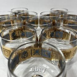 Vintage Culver Coronet Roly Poly Punch Bowl Set MCM Gold Barware