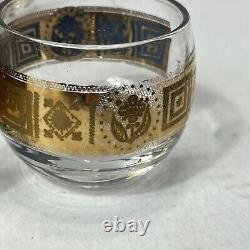 Vintage Culver Coronet Roly Poly Punch Bowl Set MCM Gold Barware