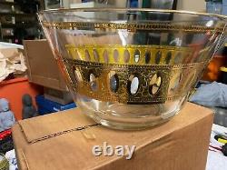 Vintage Culver Glass Punch Bowl 12-Glasses, Ladle And Four Extra Glasses