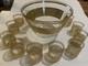 Vintage Culver Mid Century 22k Gold Punch Bowl with11 Glasses