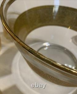 Vintage Culver Mid Century 22k Gold Punch Bowl with11 Glasses