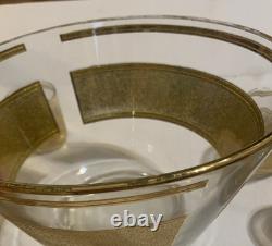 Vintage Culver Mid Century 22k Gold Punch Bowl with11 Glasses