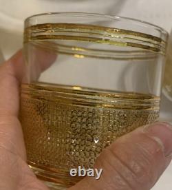 Vintage Culver Mid Century 22k Gold Punch Bowl with11 Glasses