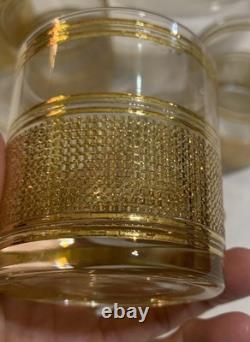 Vintage Culver Mid Century 22k Gold Punch Bowl with11 Glasses
