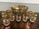 Vintage Culver VALENCIA Punch Set Bowl + 12 Footed Cups Glasses 1962 Gold