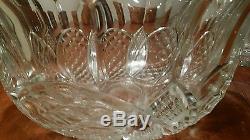 Vintage Cut Glass 14pc Punch Bowl Set