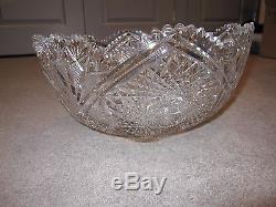 Vintage Cut Glass ABP American Brilliant Period Punch Bowl Pedestal GORGEOUS