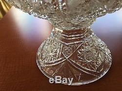 Vintage Cut Glass ABP American Brilliant Period Punch Bowl Pedestal GORGEOUS