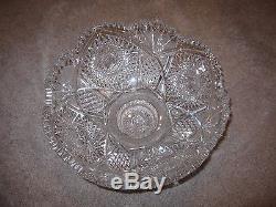 Vintage Cut Glass ABP PEDESTAL Punch Bowl HIGGINS & SEITER ON LIBBEY BLANK