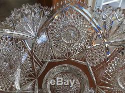 Vintage Cut Glass ABP PEDESTAL Punch Bowl HIGGINS & SEITER ON LIBBEY BLANK