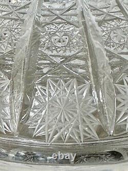 Vintage Cut Glass Crystal Bohemian Queen Lace Punch Bow with Lid 6 Cups Czech