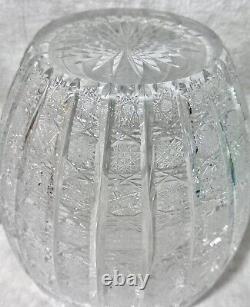 Vintage Cut Glass Crystal Bohemian Queen Lace Punch Bow with Lid 6 Cups Czech