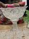 Vintage Cut Glass Pedestal Punch Bowl Set with Cups & Ladle Heavy Elegant