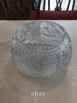 Vintage Cut Glass Punch Bowl Diameter 12 Inches 7 Inches High With Signature