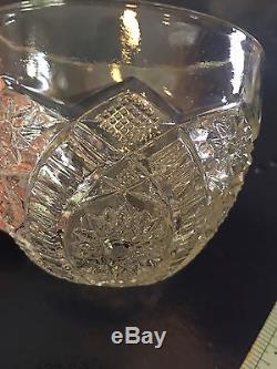 Vintage Cut Glass Punch Bowl On Pedestal