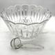 Vintage Cut Glass Punch Bowl w Clear Ladle Diamond Pattern Crystal Style Set