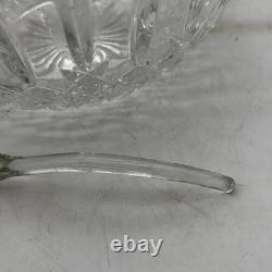 Vintage Cut Glass Punch Bowl w Clear Ladle Diamond Pattern Crystal Style Set