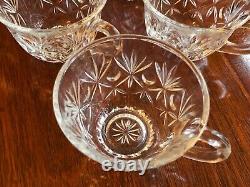 Vintage Cut Glass Punch Bowl with 8 Matching Cups Large, Great Condition